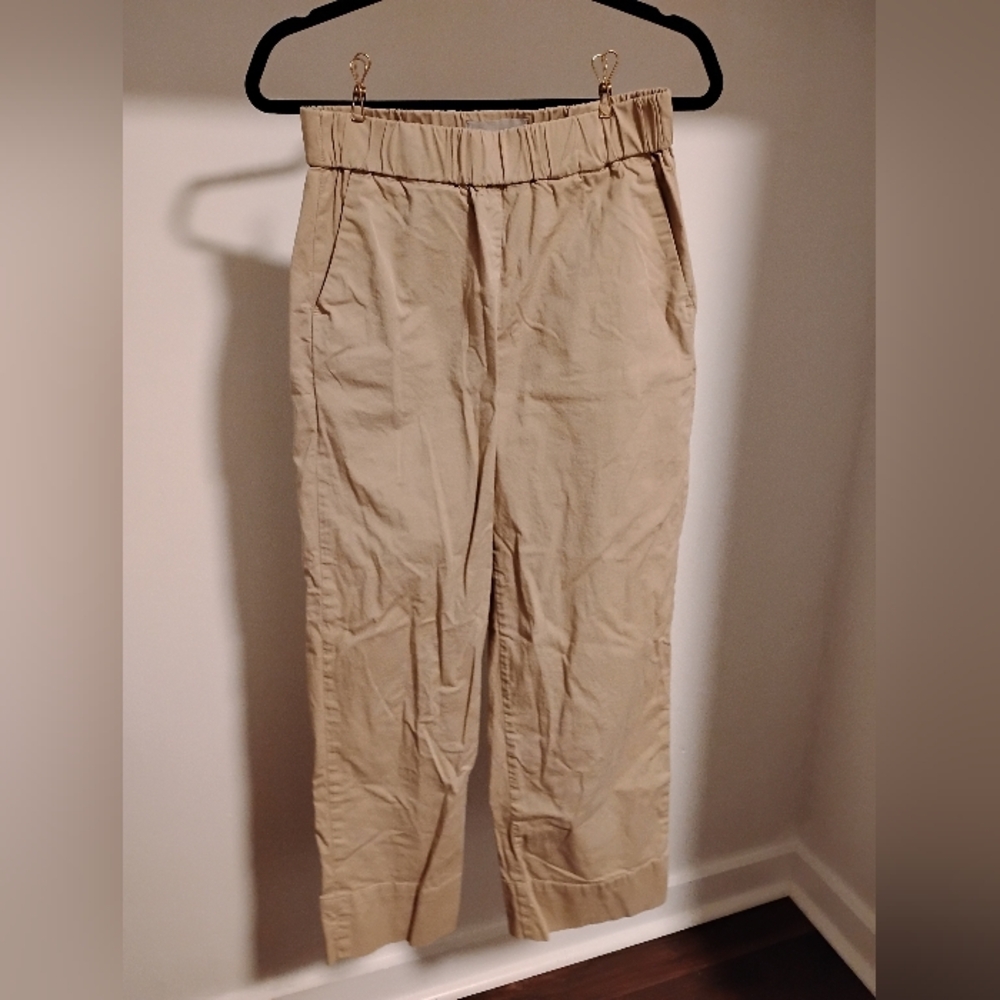 Everlane Tan Khaki Elastic Waist Women's Straight Wide Leg Pants